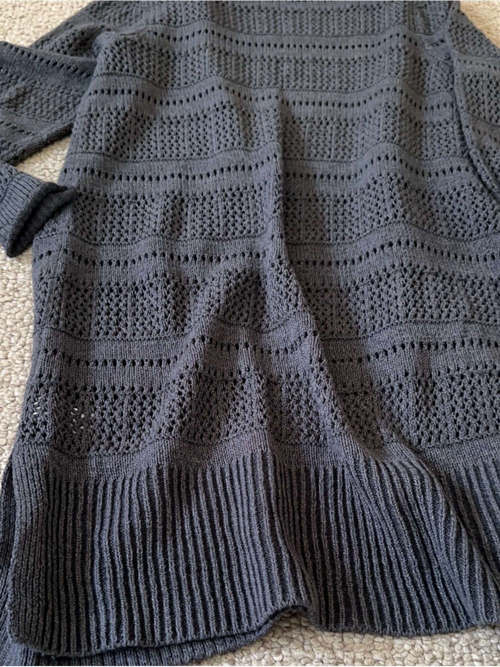 Maurices Charcoal Blue/Gray Open-Front Textured Knit Cardigan - Picture 8 of 12
